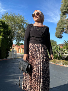 Pleated Leopard Skirt