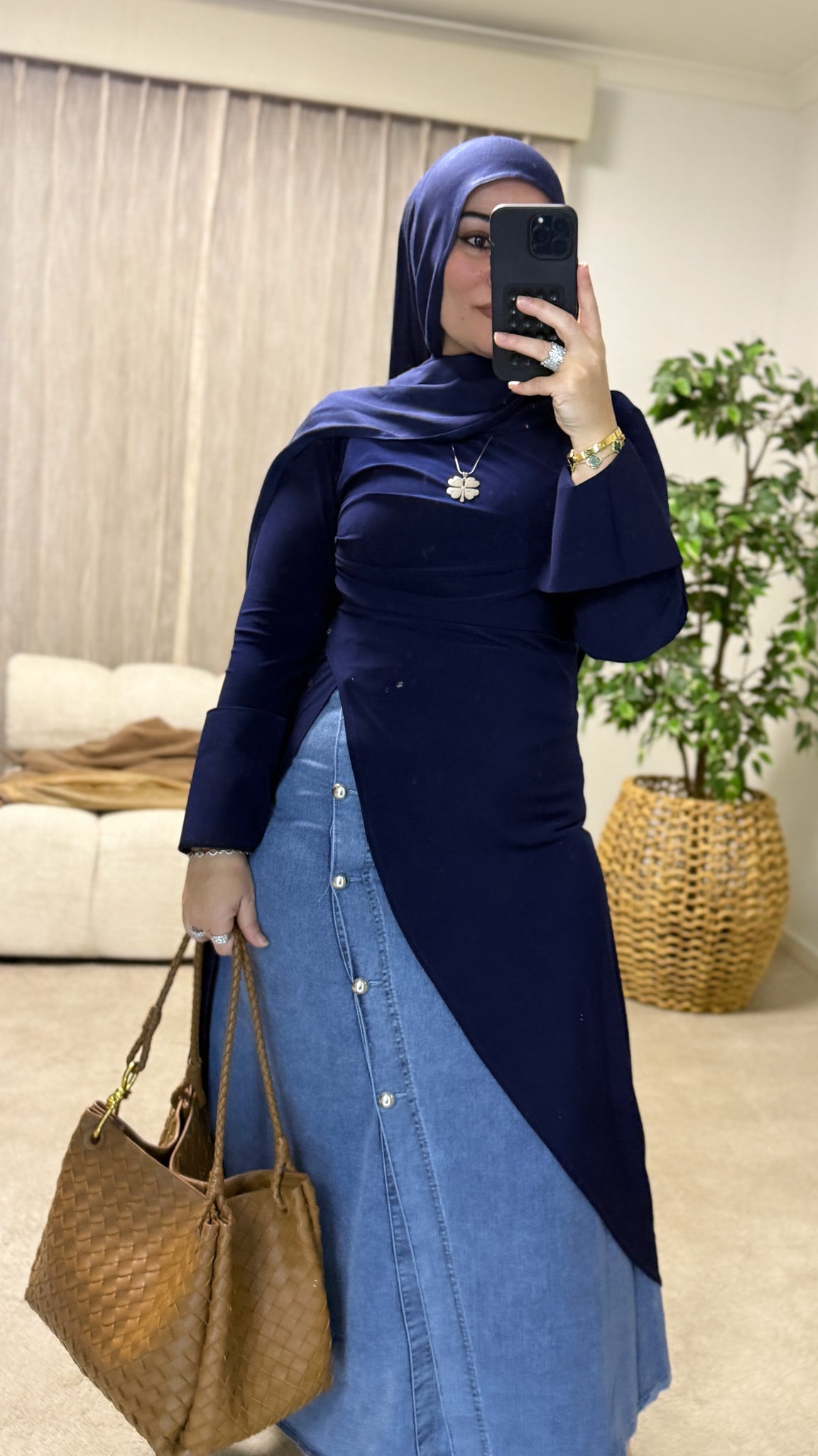 Silver Denim Skirt