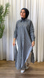 PINSTRIPE LONGLINE COTTON SHIRT