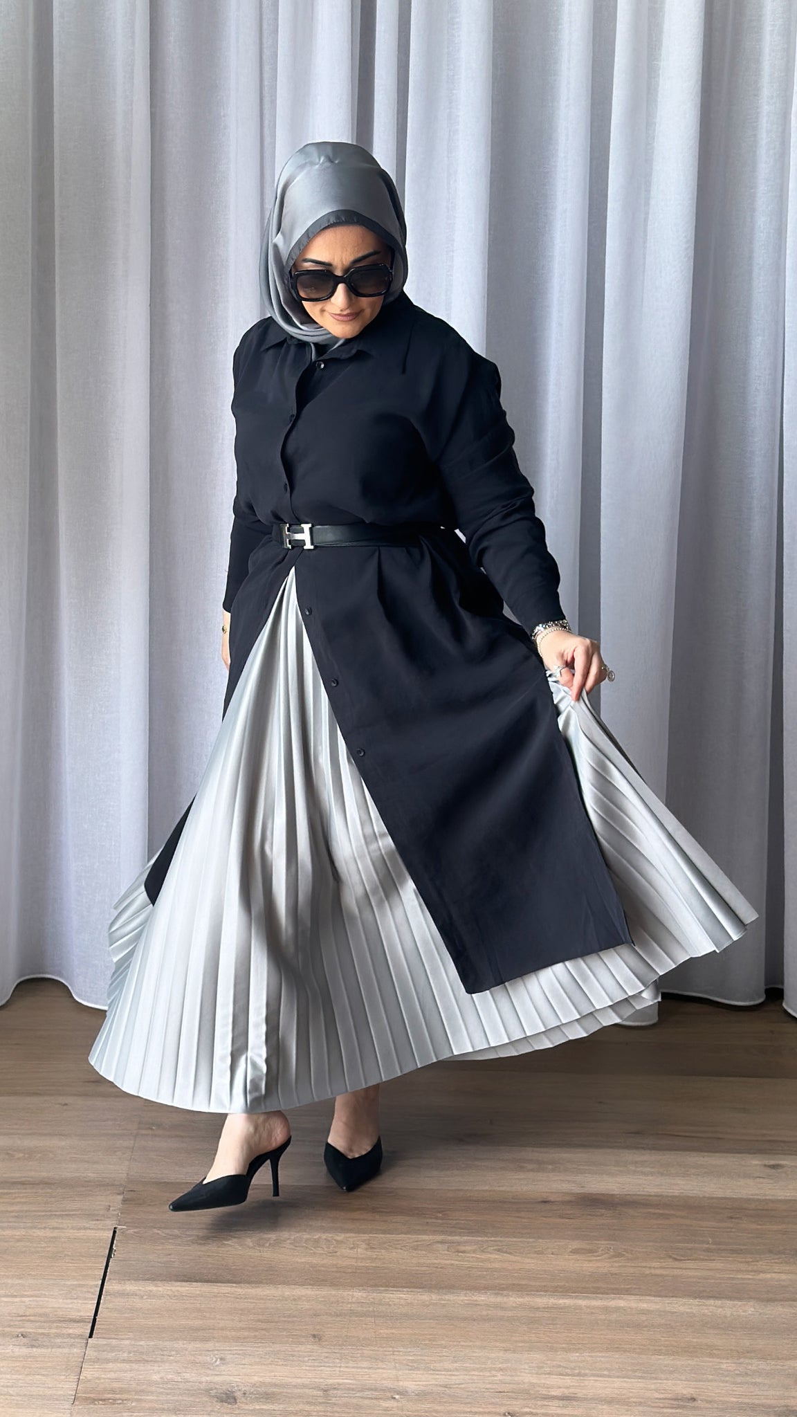 Satin Pleat Skirt